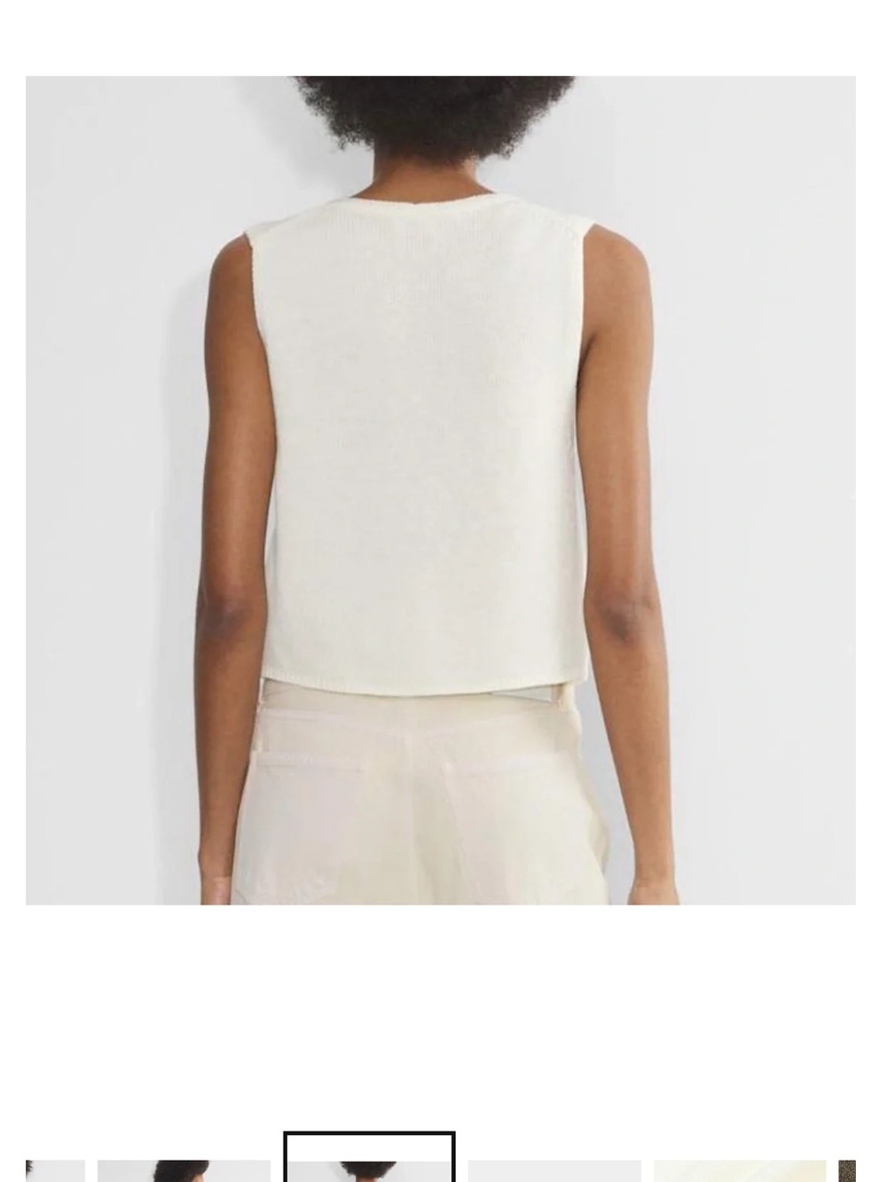 Aritzia Cream Knit V-Neck Button-Front Tank - Picture 4 of 8